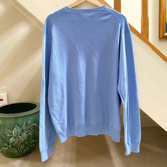 POLO RALPH LAUREN PIMA V-NECK SWEATER LIGHT BLUE SIZE X-LARGE - Picture 8 of 15